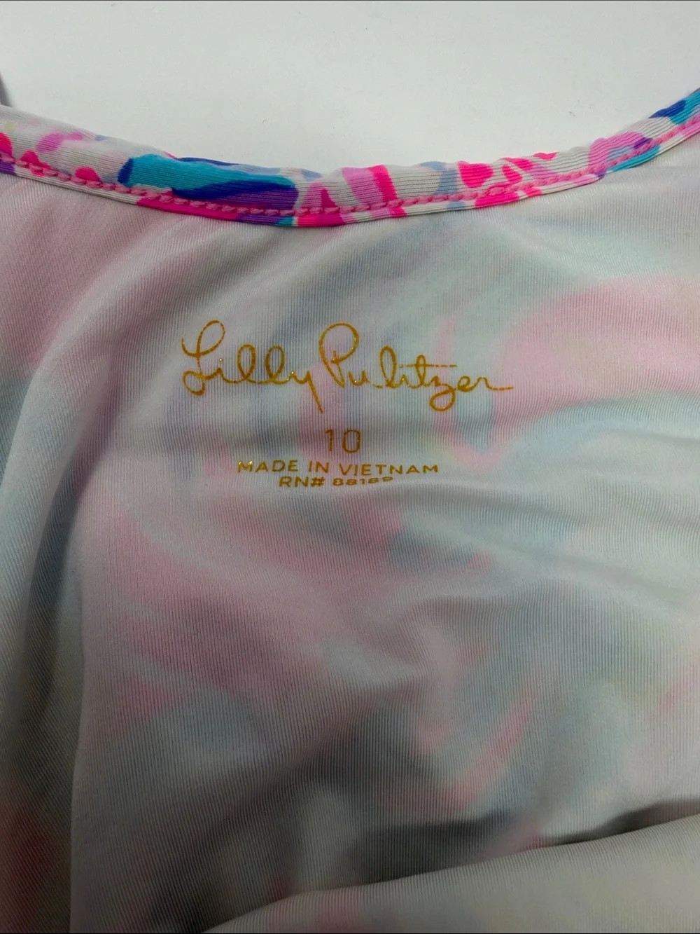 Lilly Pulitzer Girls Pink & Aqua Ruffle Two-Piece Swimsuit Size 10